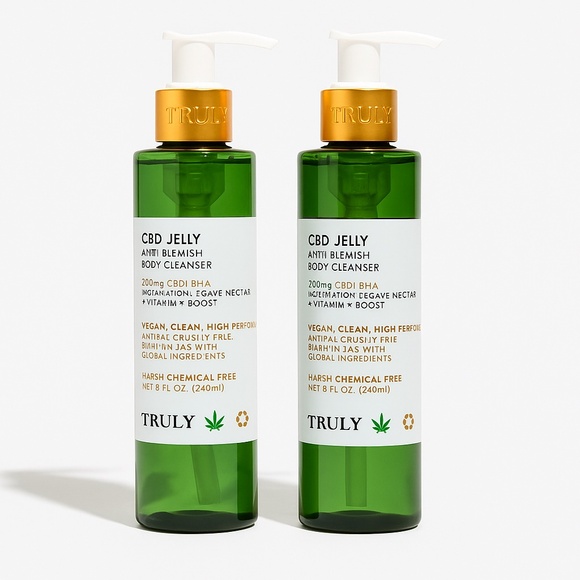 Lot 2pc TRULY C B D Jelly Anti-Blemish Body Cleanser 8oz Watermelon Agave 240ml - Picture 1 of 3